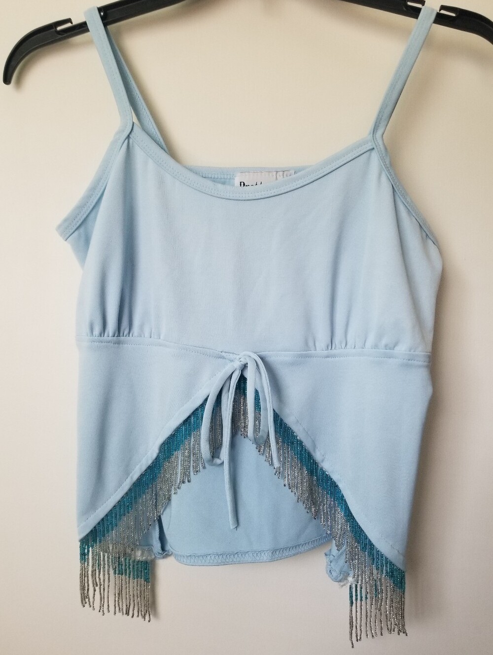 Y2K Baby Blue Beaded Crop Top
